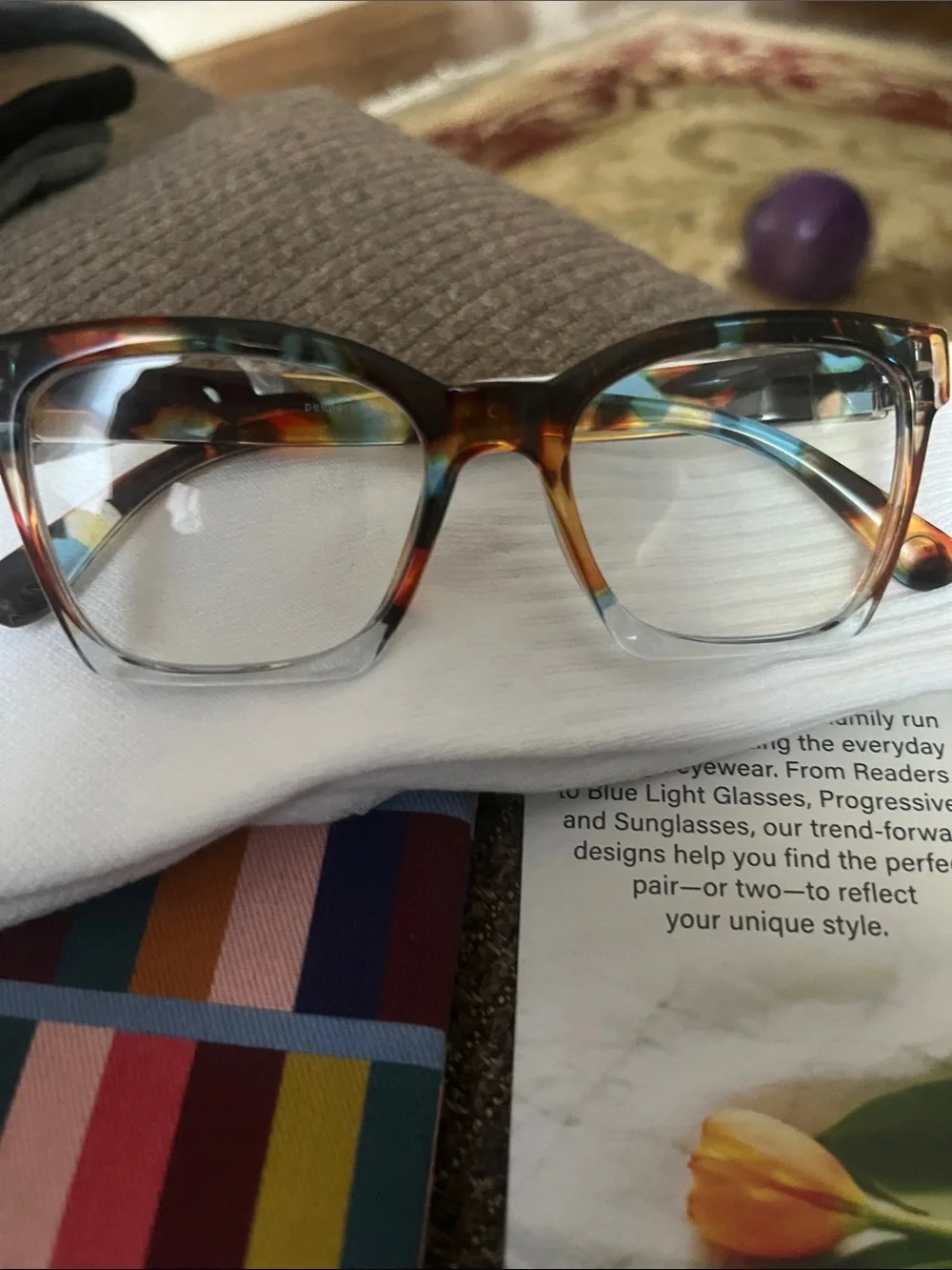 Peepers Tortoiseshell Blue Light Readers with Colorful Stripe Sleeve